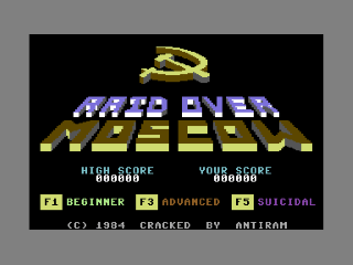 Raid Over Moscow title screen for Commodore 64
